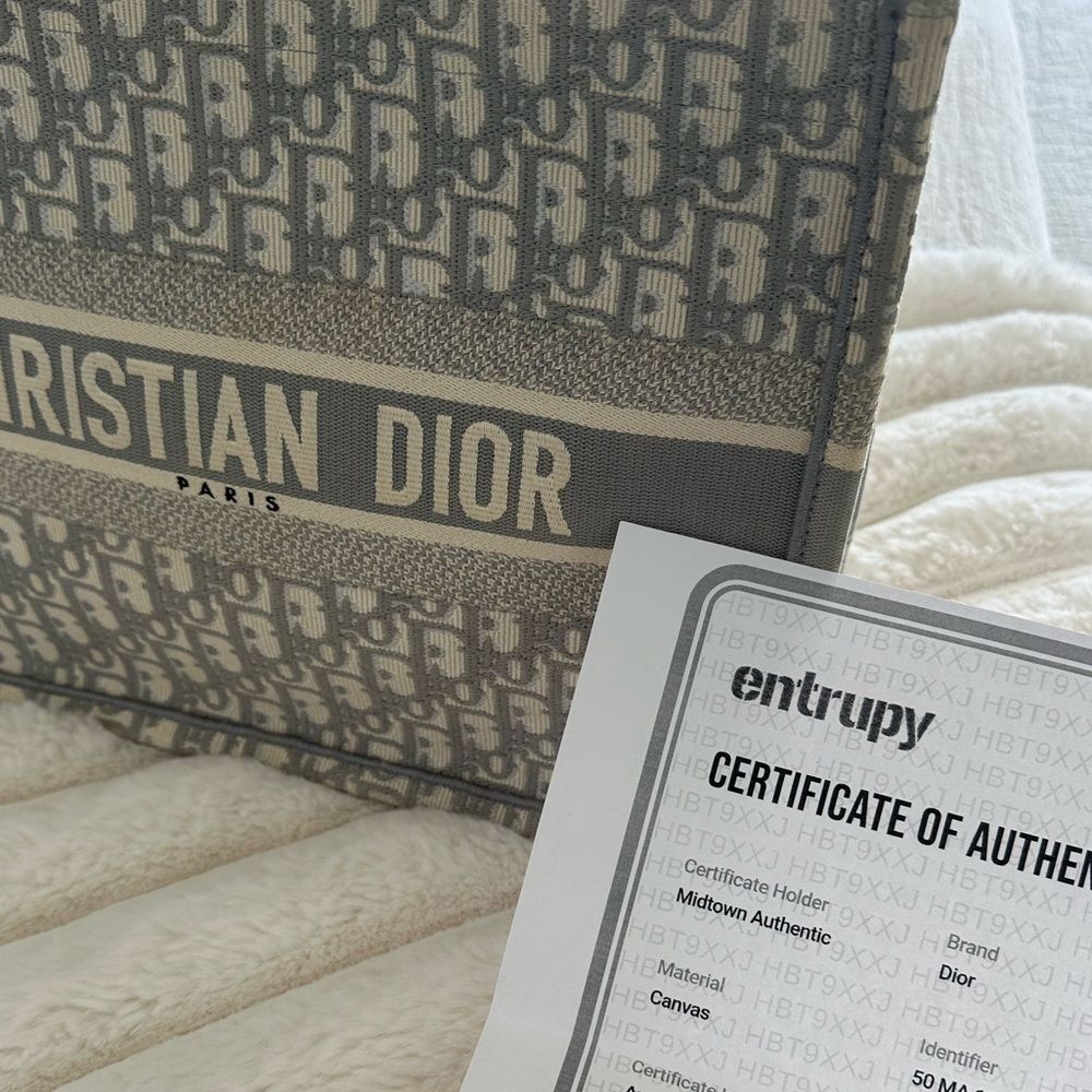 Dior Beige & Gray Christian Dior Medium Book Tote - Picture 11 of 14